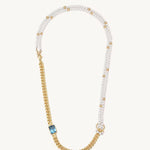 Asymmetrical Gold Cuban Pearl Chain Necklace For Women Image丨Agvana Jewelry