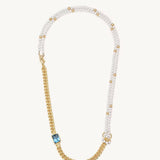 Asymmetrical Gold Cuban Pearl Chain Necklace For Women Image丨Agvana Jewelry