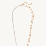 Asymmetrical Pearls Gold Paperclip Necklace For Women Image丨Agvana Jewelry