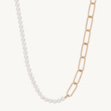 Asymmetrical Pearls Gold Paperclip Necklace For Women Image丨Agvana Jewelry