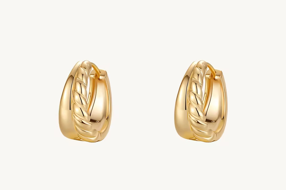 Chunky Textured Hoop Earrings For Women Image丨Agvana Jewelry