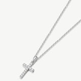 "Sleek Serenity" Paved Diamond Cross Pendant Necklace
