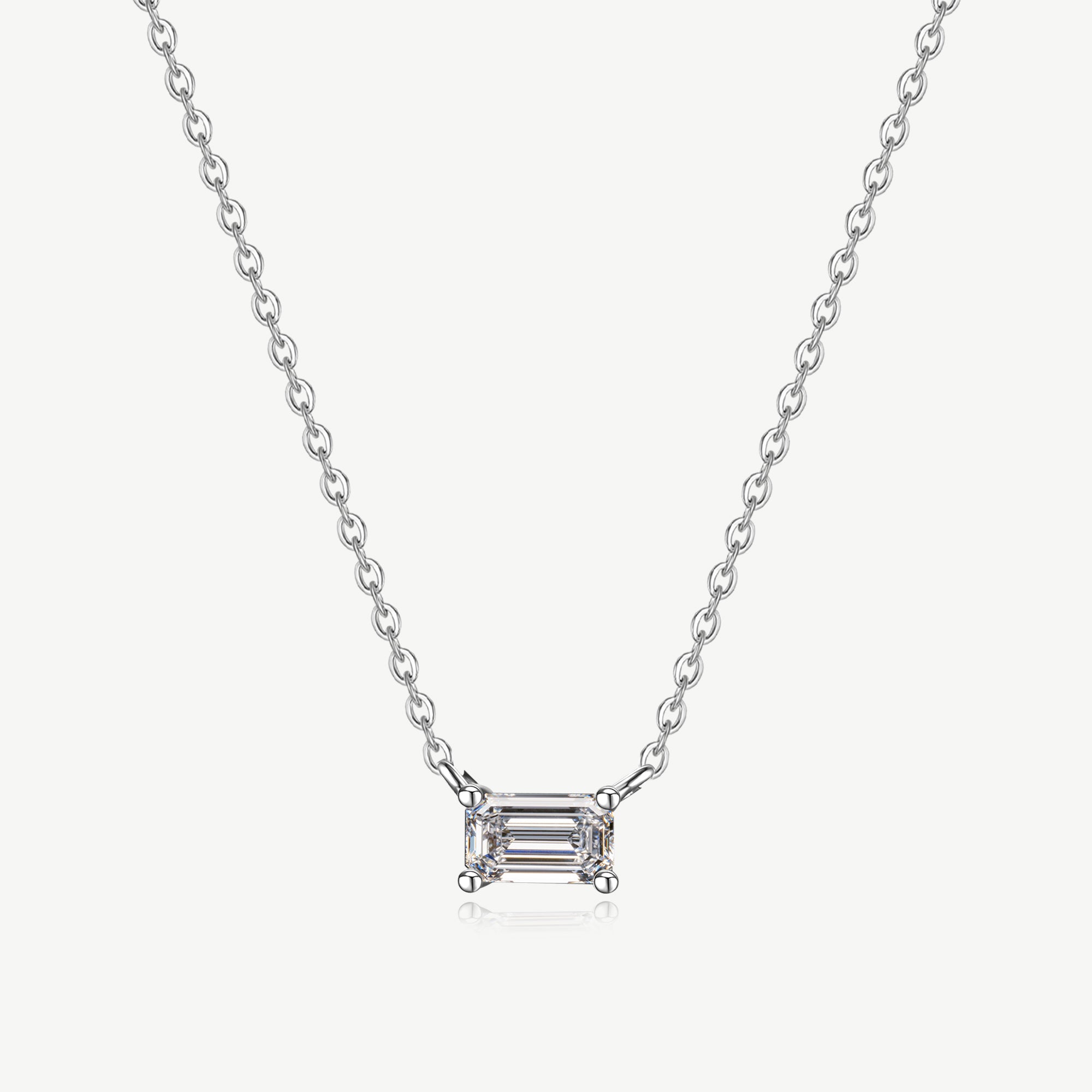"Edge of Eternity" Emerald Shape Lab Grown Diamond Solitaire Pendant Necklace