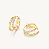 Dazzling Double Circle Hoop Earrings For Women Image丨Agvana Jewelry