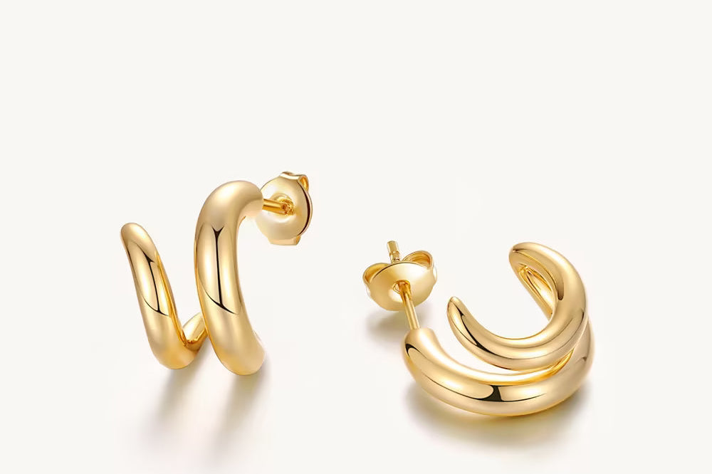 Double Circle Hoop Earrings For Women Image丨Agvana Jewelry