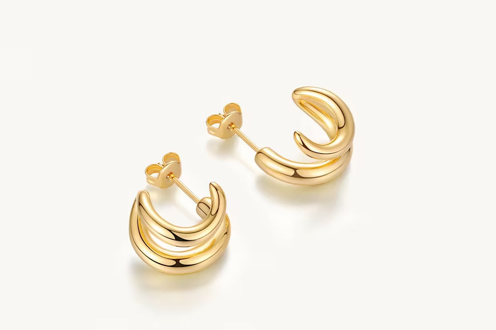 Double Circle Hoop Earrings For Women Image丨Agvana Jewelry
