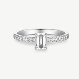"Radiant Muse" Emerald-Cut Diamond Engagement Promise Ring in Sterling Silver
