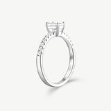 "Radiant Muse" Emerald-Cut Diamond Engagement Promise Ring in Sterling Silver
