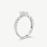 Emerald Cut Diamond Side Stone Engagement Promise Ring in Sterling Silver