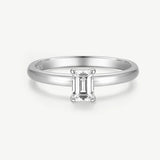 Emerald Cut Diamond Solitaire Engagement Promise Ring in Sterling Silver