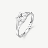 Four Prong Solitaire Engagement Promise Ring in Sterling Silver