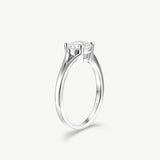 Four Prong Solitaire Engagement Promise Ring in Sterling Silver