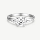 Four Prong Solitaire Engagement Promise Ring in Sterling Silver