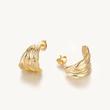 Gold Textured Hoop Earrings For Women Image丨Agvana Jewelry