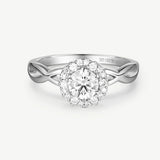 "Vows of Infinity" Halo Engagement Promise Ring in Sterling Silver