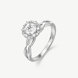 "Vows of Infinity" Halo Engagement Promise Ring in Sterling Silver