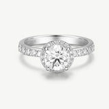 "Halo of Devotion" Halo Engagement Promise Ring in Sterling Silver