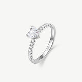 "Radiant Muse" Heart-Cut Diamond Engagement Promise Ring in Sterling Silver