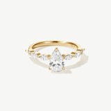 "Aurora of Commitment" Pear Shape Diamond Engagement Ring in 14K Solid Gold