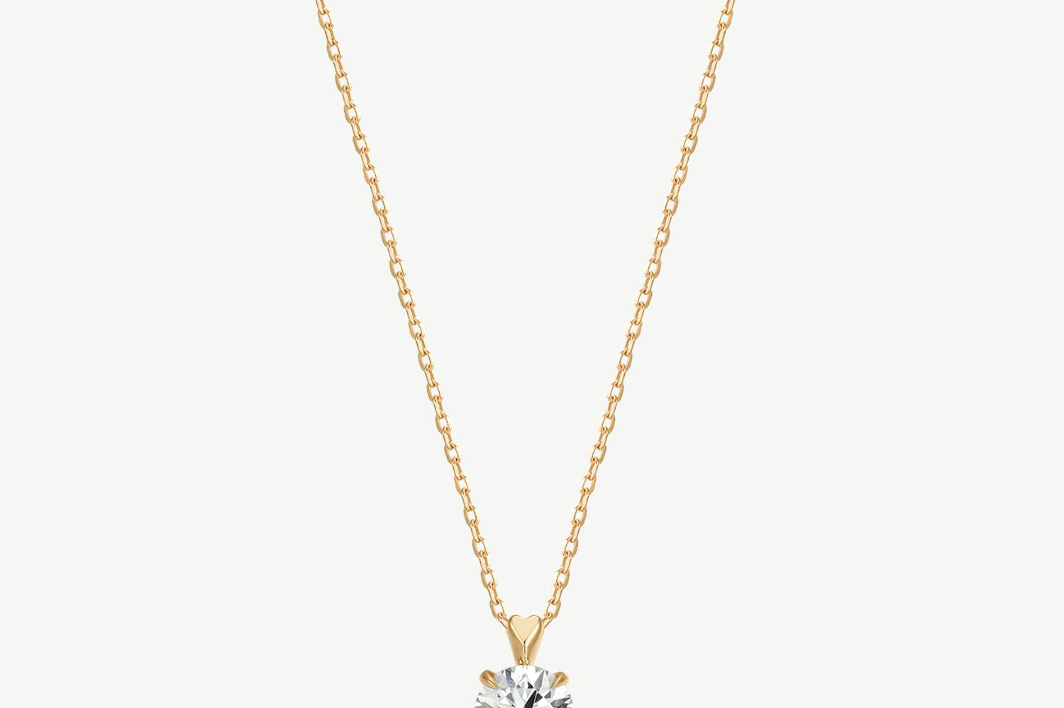 "Heart of Light" Brilliant Round Lab Grown Diamond Solitaire Necklace in 14K Solid Gold