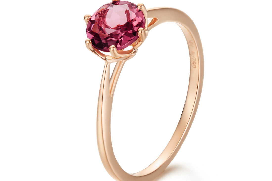 Agvana Pink Tourmaline 14K Solid Rose Gold Engagement Ring