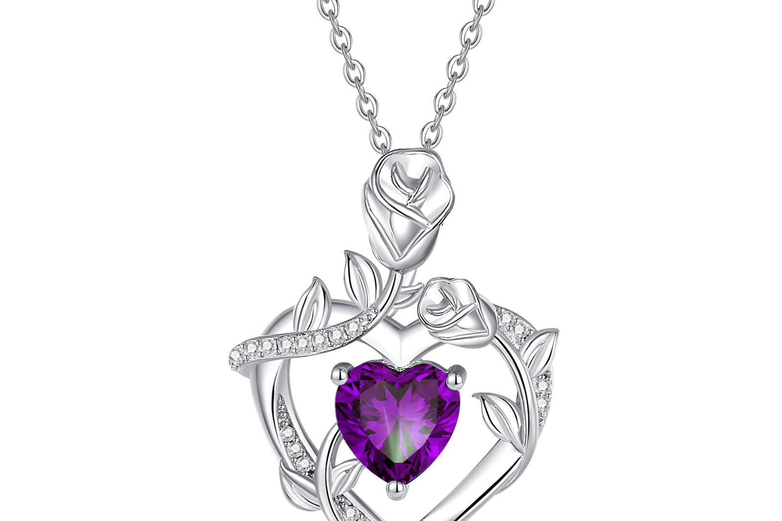 Agvana "Dreamy Rose" Rose Birthstone Gemstone Sterling Silver Necklace