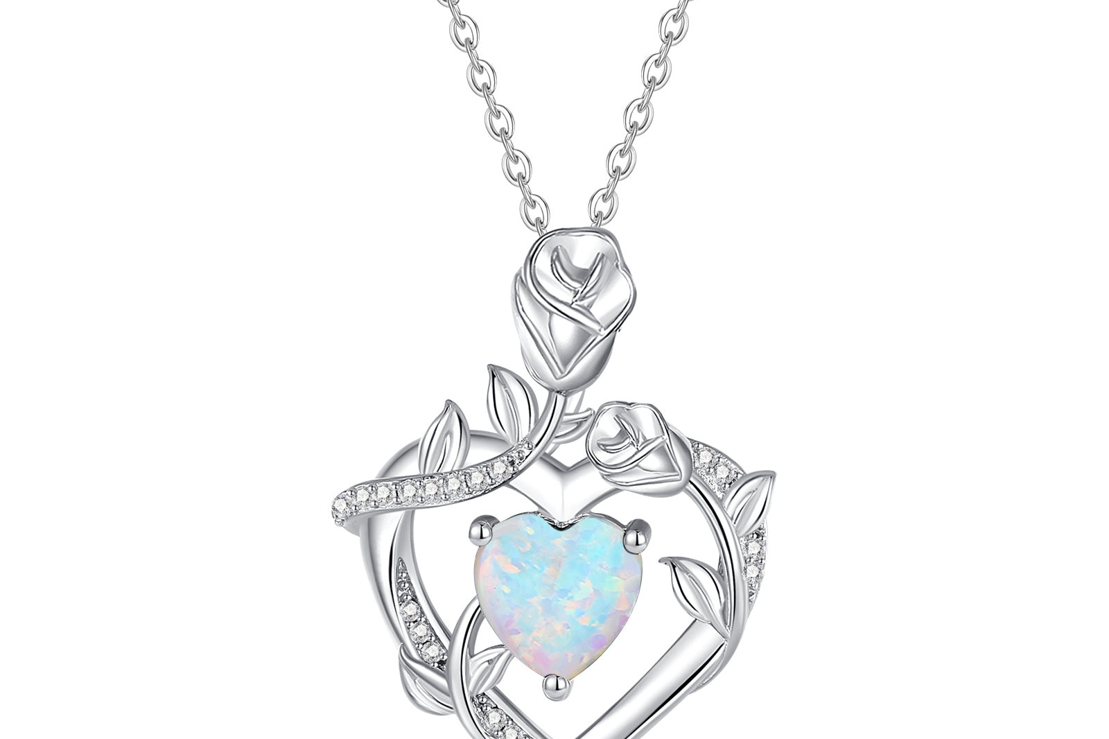 Agvana "Dreamy Rose" Rose Birthstone Gemstone Sterling Silver Necklace