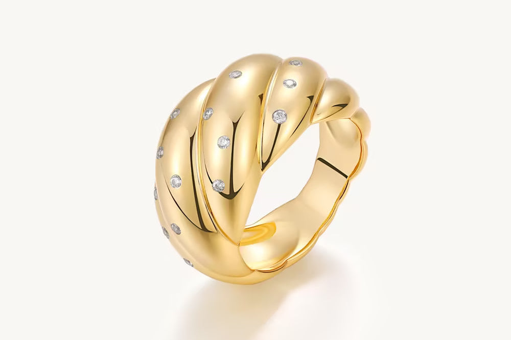 Lumière Croissant Statement Ring For Women Image丨Agvana Jewelry