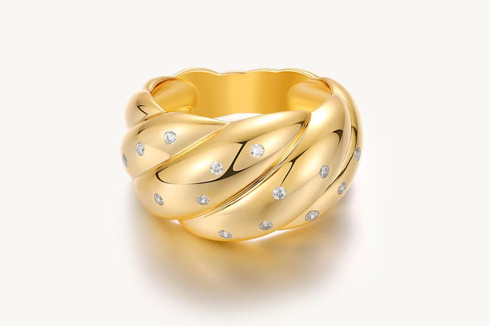 Lumière Croissant Statement Ring For Women Image丨Agvana Jewelry