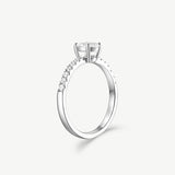 "Radiant Muse" Oval-Cut Diamond Engagement Promise Ring in Sterling Silver