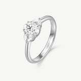 Oval Cut Lab Diamond Ring with Marquise Side Stones in Sterling Silver