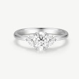 Oval Cut Lab Diamond Ring with Marquise Side Stones in Sterling Silver