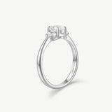 Oval Cut Lab Diamond Ring with Marquise Side Stones in Sterling Silver
