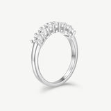 Oval Cut Diamond Half Coverage Wedding Band Ring in Sterling Silver