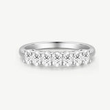 Oval Cut Diamond Half Coverage Wedding Band Ring in Sterling Silver