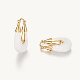 Oval Dome Hoop Earrings For Women Image丨Agvana Jewelry