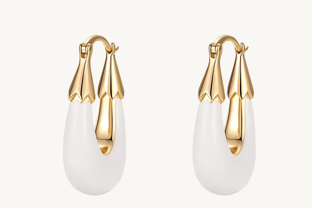 Oval Dome Hoop Earrings For Women Image丨Agvana Jewelry