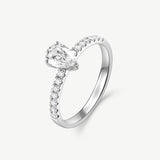 "Radiant Muse" Pear-Cut Diamond Engagement Promise Ring in Sterling Silver