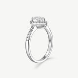 "Promise in Bloom" Pear-Cut Diamond Halo Engagement Promise Ring in Sterling Silver