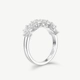 Pear Cut Diamond Half Coverage Wedding Band Ring in Sterling Silver