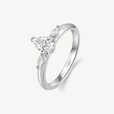 Pear Cut Lab Grown Diamond Engagement Promise Ring in Sterling Silver