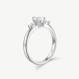 Pear Cut Lab Grown Diamond Engagement Promise Ring in Sterling Silver