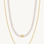 Pearl And Gold Bead Necklace For Women Image丨Agvana Jewelry