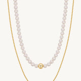 Pearl And Gold Bead Necklace For Women Image丨Agvana Jewelry