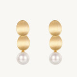 Pearl Gold Layered Drop Earrings For Women Image丨Agvana Jewelry