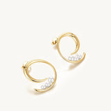 Pearl Ribbon Circle Stud Earrings For Women Image丨Agvana Jewelry