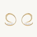 Pearl Ribbon Circle Stud Earrings For Women Image丨Agvana Jewelry