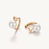 Pearl Rose Heart Hoop Earrings For Women Image丨Agvana Jewelry