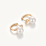 Pearl Rose Heart Hoop Earrings For Women Image丨Agvana Jewelry