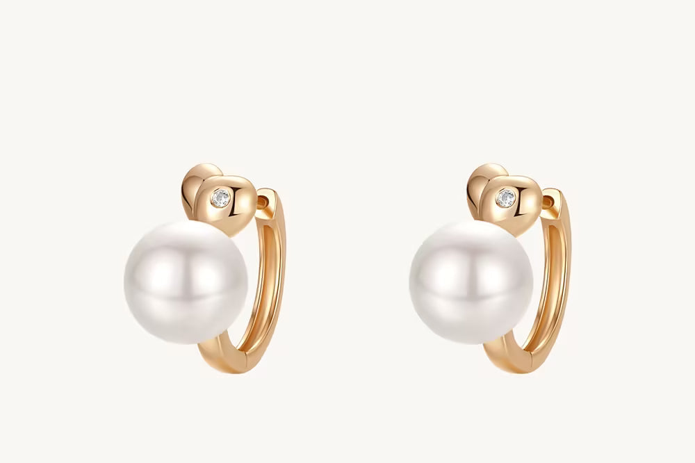 Pearl Rose Heart Hoop Earrings For Women Image丨Agvana Jewelry